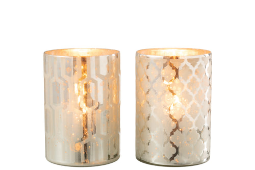 J-Line windlicht - glas - zilver - medium - 2 stuks - vtwonen shop