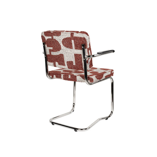 Zuiver Ridge Kink Deco Symbols Eetkamerstoelen Armleuning Rood - Set van 2