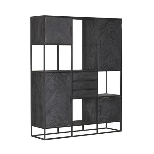 StarFurn Vakkenkast New York Supreme XXL - Zwart Hout - 160x45x200cm - vtwonen shop