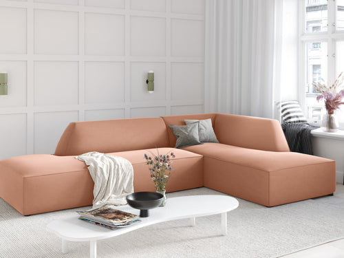 Micadoni rechter hoekbank Ruby 4-zits, flueel, roze - 180x273x69cm