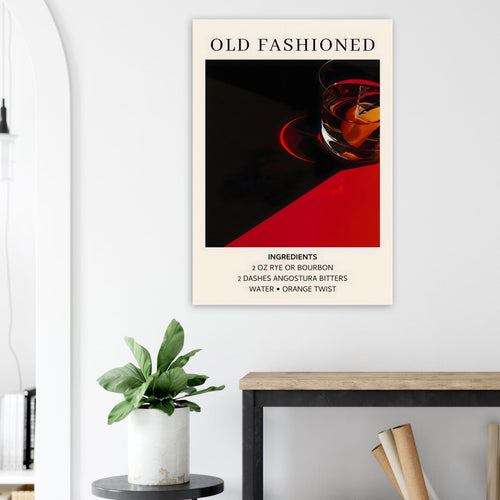 Artfulprints  Old Fashioned cocktail - Ingrediënten   poster 70x100 cm - vtwonen shop