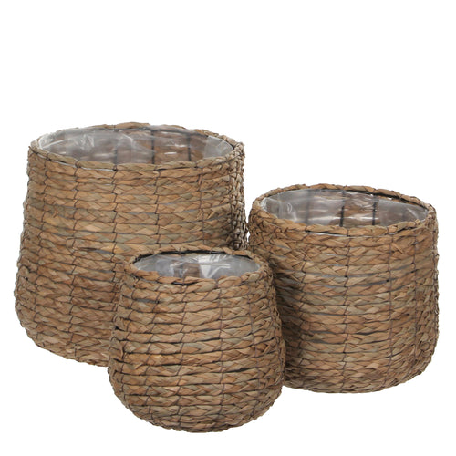 Mica Decorations Avalon Plantenmand - Set van 3 - H31 x Ø30 cm - Zeegras - Lichtbruin - vtwonen shop