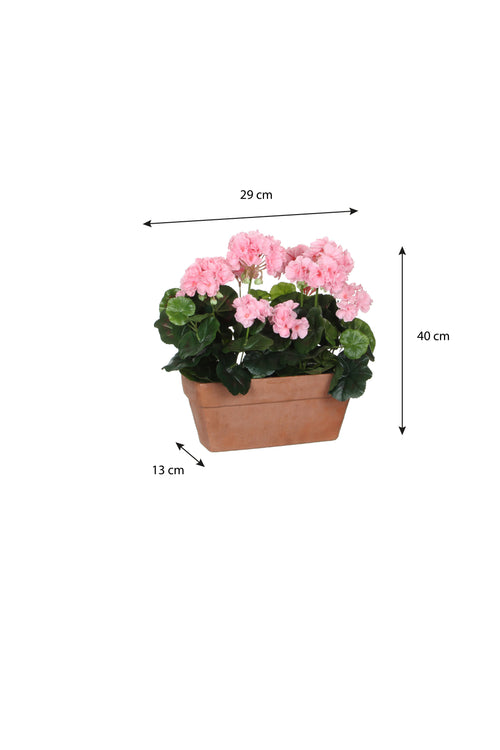 Mica Decorations Geranium Kunstplant in Balkonbak - L29 x B13 x H40 cm - Roze