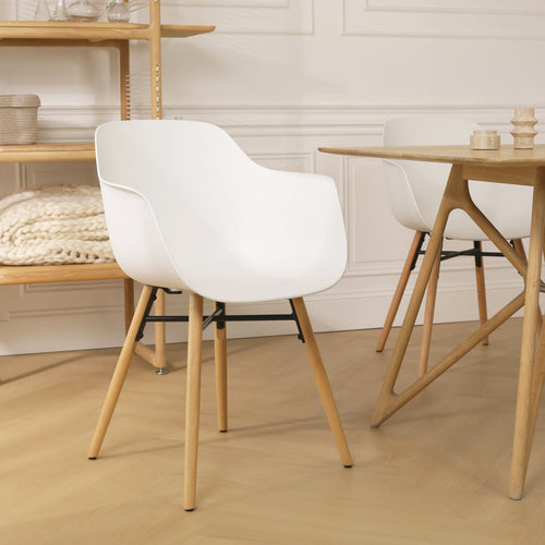 Nolon Nena-Puk Eetkamerstoelen Set van 2 - Wit - Houten Poten - vtwonen shop