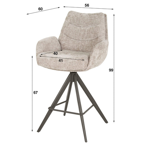 Giga Meubel Barstoel Lounge Hoven Zand/Bruin – Draaibaar – Met Armleuning  - Set van 2