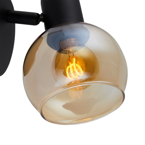 Lighto - Art deco spot zwart met goud glas - Juna