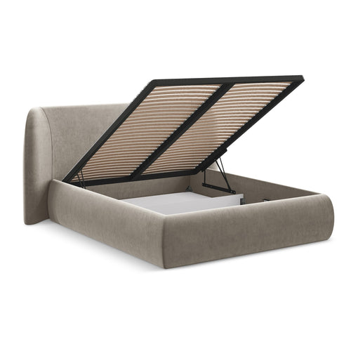 LaMiaSofa Bed met opbergruimte Trieste - velours - taupe - 210x215x110