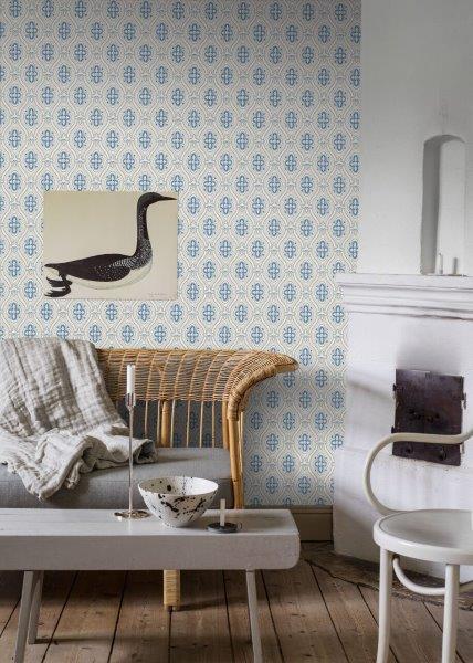 Borastapeter behang retro ornamenten blauw en grijs - 53 cm x 10.05 m - 660065 - vtwonen shop