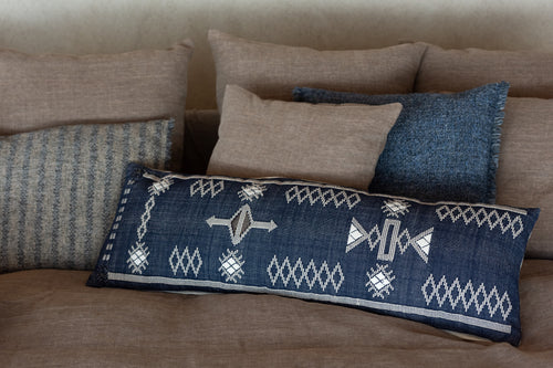 J-Line kussen Rechthoek Etnische Motieven - katoen - donkerblauw/wit - vtwonen shop