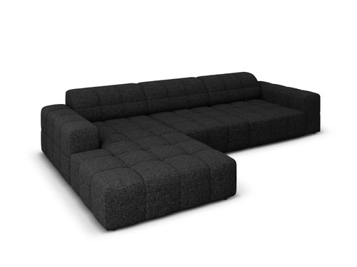 Cosmopolitan Design linker hoekbank Chicago 4-zits, chenille zwart - 167x294x78cm