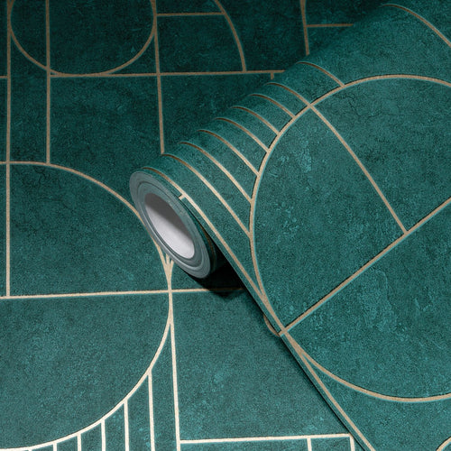 Livingwalls behang geometrische vormen groen en goud - 53 cm x 10.05 m - AS-386993 - vtwonen shop