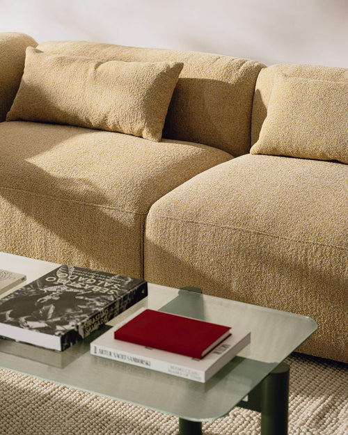 noo.ma Yaro 3-zits slaapbank - Thyme Green Bouclé, 140x200 cm slaapoppervlak