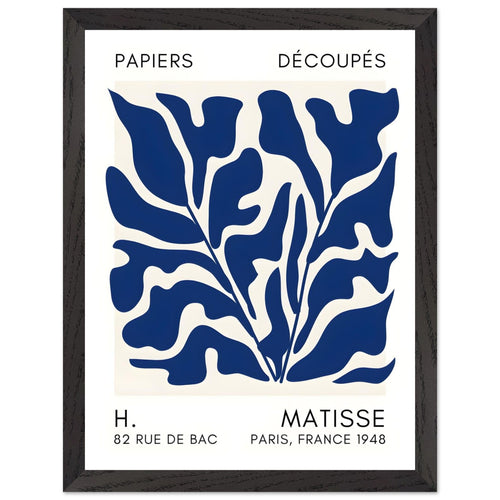Artfulprints Poster met Lijst Matisse – Seabed shapes navy blue II   - 30x40 cm - Blauw