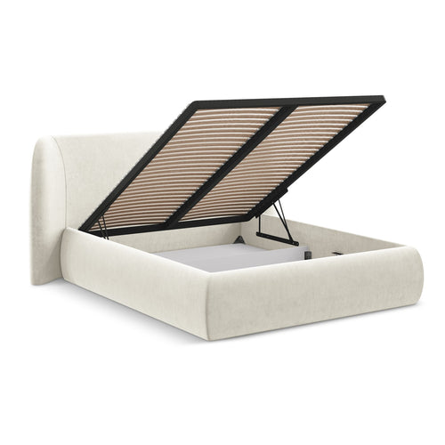 LaMiaSofa Bed met opbergruimte Trieste - velours - lichtbeige - 230x215x110
