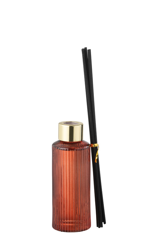 J-Line geurolie + stokjes Olive & Frank Incense - glas - rood - small