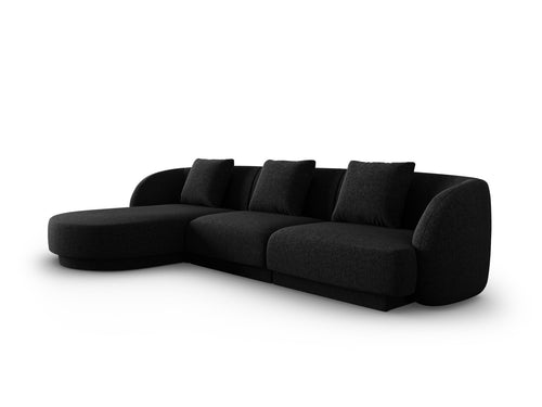Cosmopolitan Design linker hoekbank Tulum 4-zits, chenille, zwart - 156x255x70cm