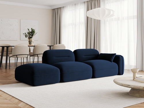Cosmopolitan Design linker modulaire bank Sydney 3-zits, flueel, koningsblauw - 90x295x70cm