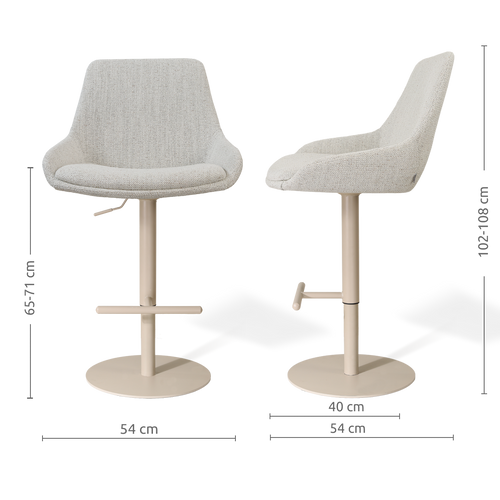 Nolon Niva-Isa tulp barkruk beige gemêleerd verstelbaar - beige poten