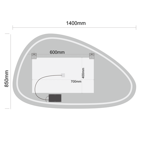 LOMAZOO badkamerspiegel Alicante - met LED verlichting & spiegelverwarming - asymmetrisch - 140 x 85 cm