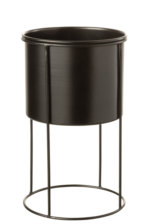 J-Line bloempot Op Voet - metaal - zwart - large - Ø 18 cm - vtwonen shop