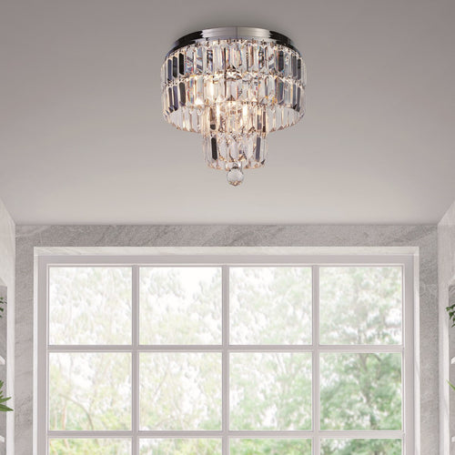 Empire 4-lichts plafondlamp, chroom en helder glas, IP44