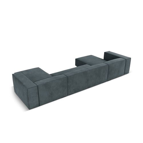 Cosmopolitan Design - Panoramische bank Turin 6-zits, structurele stof blauw grijs - 173x375x68cm