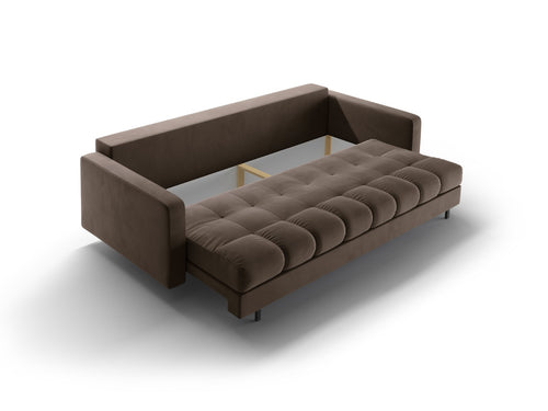 Cosmopolitan Design Slaapbank met opbergdoos Bali 3-zits, flueel chocolade - 84x222x105cm