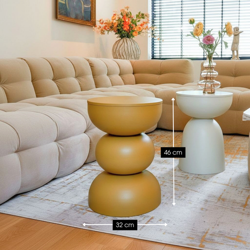 Mica Decorations Luna Bijzettafel - Bijzettafel Rond H46 x Ø32 cm - IJzeren Tafeltje voor Slaapkamer of Woonkamer - Nachtkastje of Plantentafeltje -