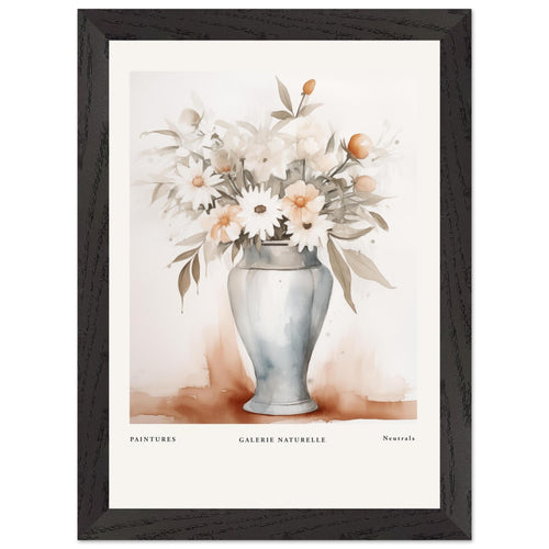 Artfulprints Poster met Lijst Bloemen in vaas 1   - A4 21x29.7 cm - Taupe