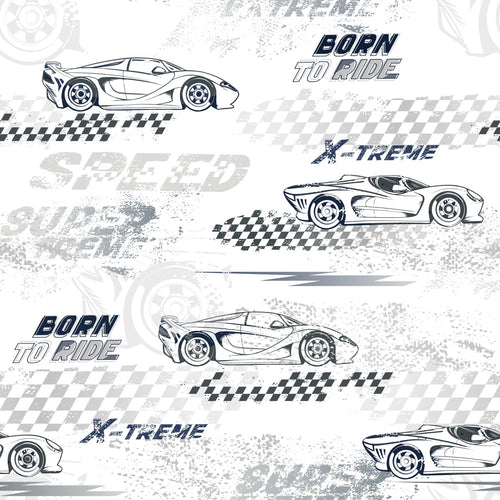 Sanders & Sanders behang race auto's zwart wit - 50 x 900 cm - 935361