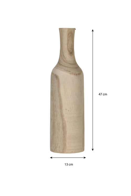 Mica Decorations Pia Vaas - H47 x Ø13 cm - Paulownia Hout - Lichtbruin