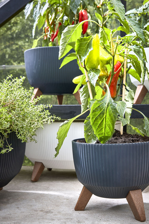 Mica Decorations Doppio Bloempot op Poten - H21 x Ø40 cm - Polypropyleen - FSC Mix - Off White