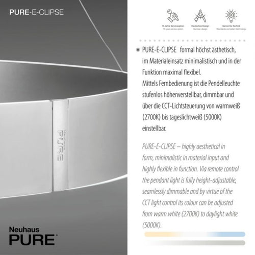 Neuhaus PURE hanglamp E-Clipse - 2 lichts - 70  x 350   cm - mat chroom