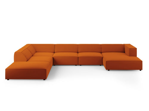 Cosmopolitan Design Panoramische hoekbank links Arendal 7-zits, flueel, terracotta - 262x364x70cm