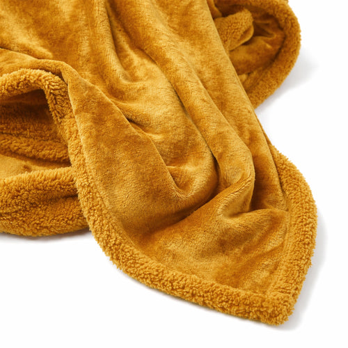 STANLEY - Plaid 150x200 cm - fleece deken met teddy en fleece - Golden Glow - geel