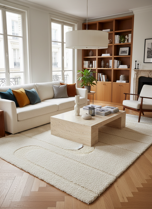 AFK Living vloerkleed Calligramme - reliëfeffect - wit - 160x230 cm