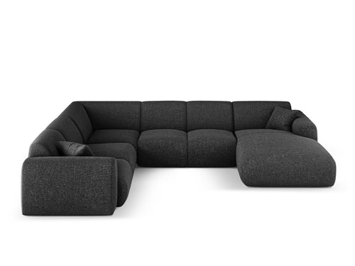 Cosmopolitan Design Panoramische hoekbank links Nolio 6-zits, chenille zwart - 252x342x72cm