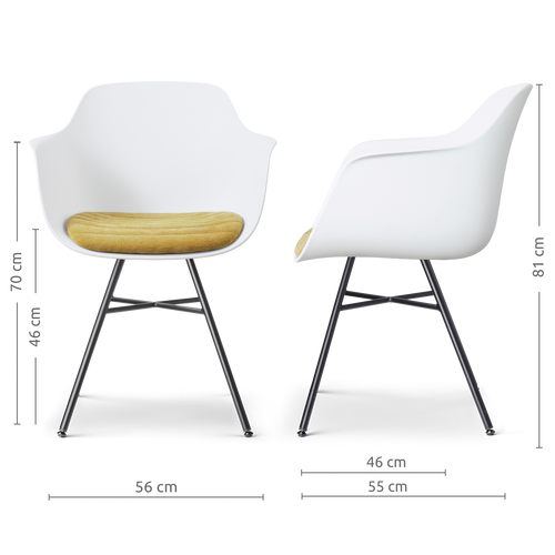 Nolon Noa-Liz eetkamerstoel wit met warm oker zitkussen - zwart onderstel