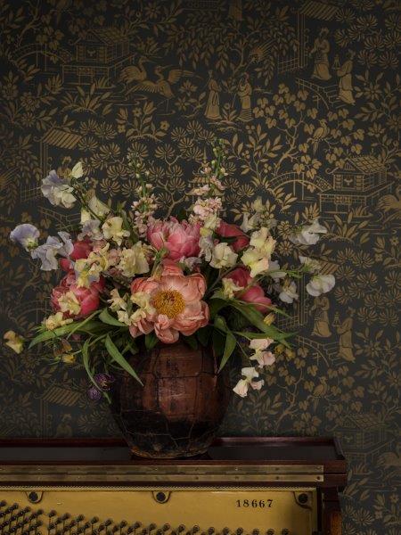 Borastapeter behang bloemen bruin - 53 cm x 10.05 m - 660279