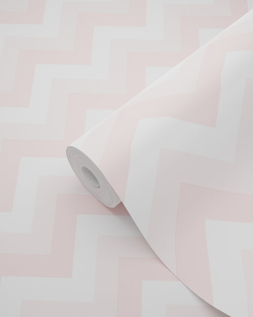 ESTAhome behang zigzag motief zacht roze en wit - 53 cm x 10.05 m - 128857 - vtwonen shop