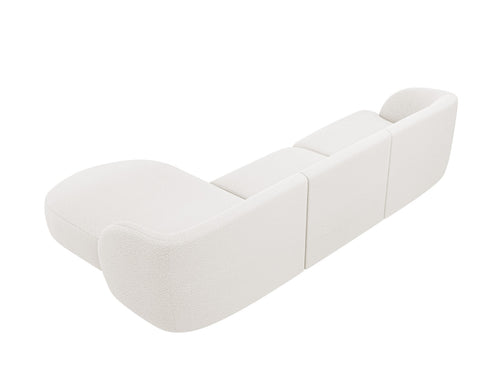 Micadoni - Rechter hoekbank "Miley" 4 zitplaatsen, boucle wit - 156x255x70cm