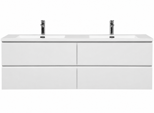 Badplaats Badkamermeubel Set Angela 160 cm – Hoogglans Wit – Badmeubel met Wastafel