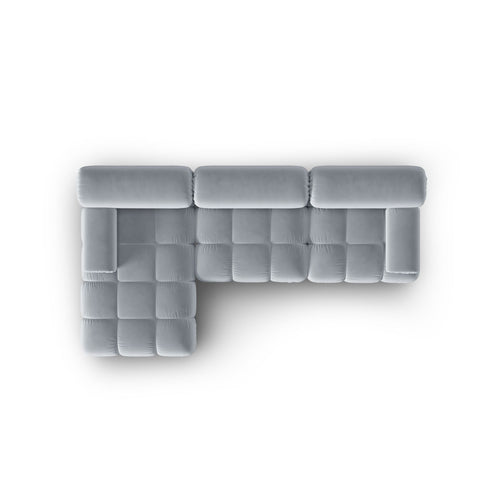 Cosmopolitan Design - Modulaire hoekbank links Cortina 4-zits, flueel lichtblauw - 155x282x70cm