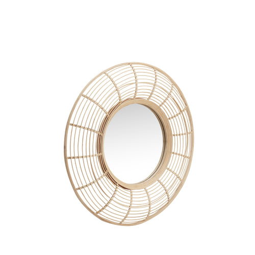 Hübsch spiegel Charm - bamboe/spiegelglas - ø80xh8cm