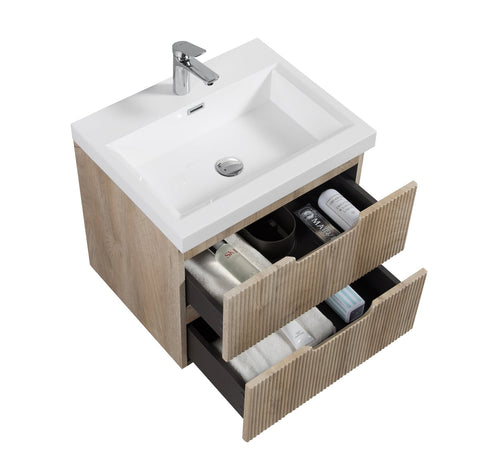 Badplaats Badkamermeubel Set Thermis 60 cm – Licht Eiken – Badmeubel met Wastafel