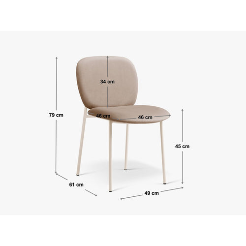 Set van 2 fluwelen stoelen Caroline flueel beige amandel - 61x49x79cm