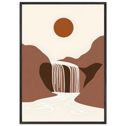 Artfulprints Poster met Lijst Boho – Warm waterfall   - 70x100 cm - Bruin
