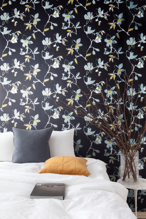 Masureel behang bloemen zwart - 53 cm x 10.05 m - 631932 - vtwonen shop