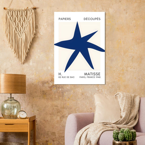Artfulprints  Matisse – Star of the sea navy blue II   poster 30x40 cm - vtwonen shop