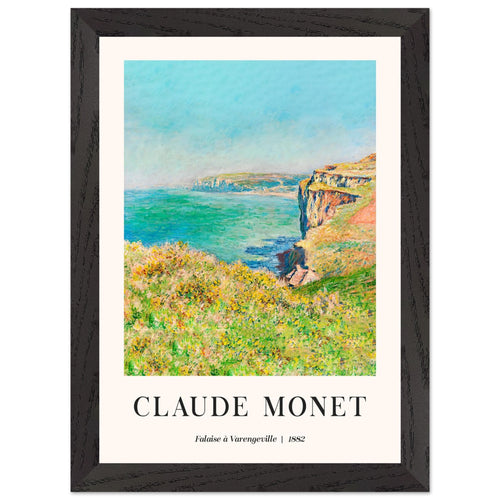 Artfulprints Poster met Lijst Claude Monet - Falaise à Varengeville   - A4 21x29.7 cm - Meerkleurig